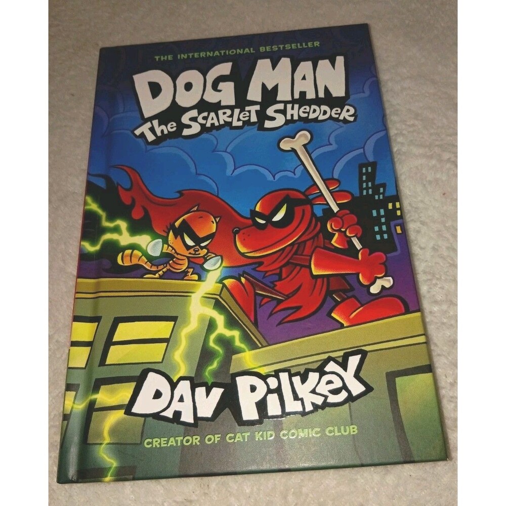 DAV Pilkey Dog Man The Scarlet Shredder Creator if Cat Kid Comic Club Hardcover